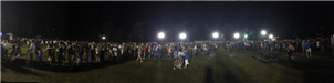 Panoramic view of the Howl-O-Scream event at night
